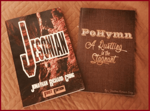 "Jesonian" and "PoHymn: A Rustling in the Stagnant, two of Jonathan Richard Cring's books which will be intricate to the morning presentation 